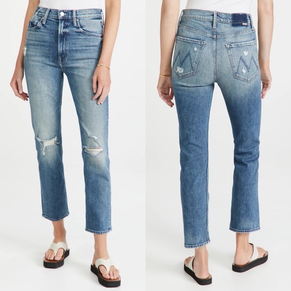 Mother Superior High Waisted Rider Ankle Straight Leg Jeans Far Beyond The Sky - Picture 9 of 11